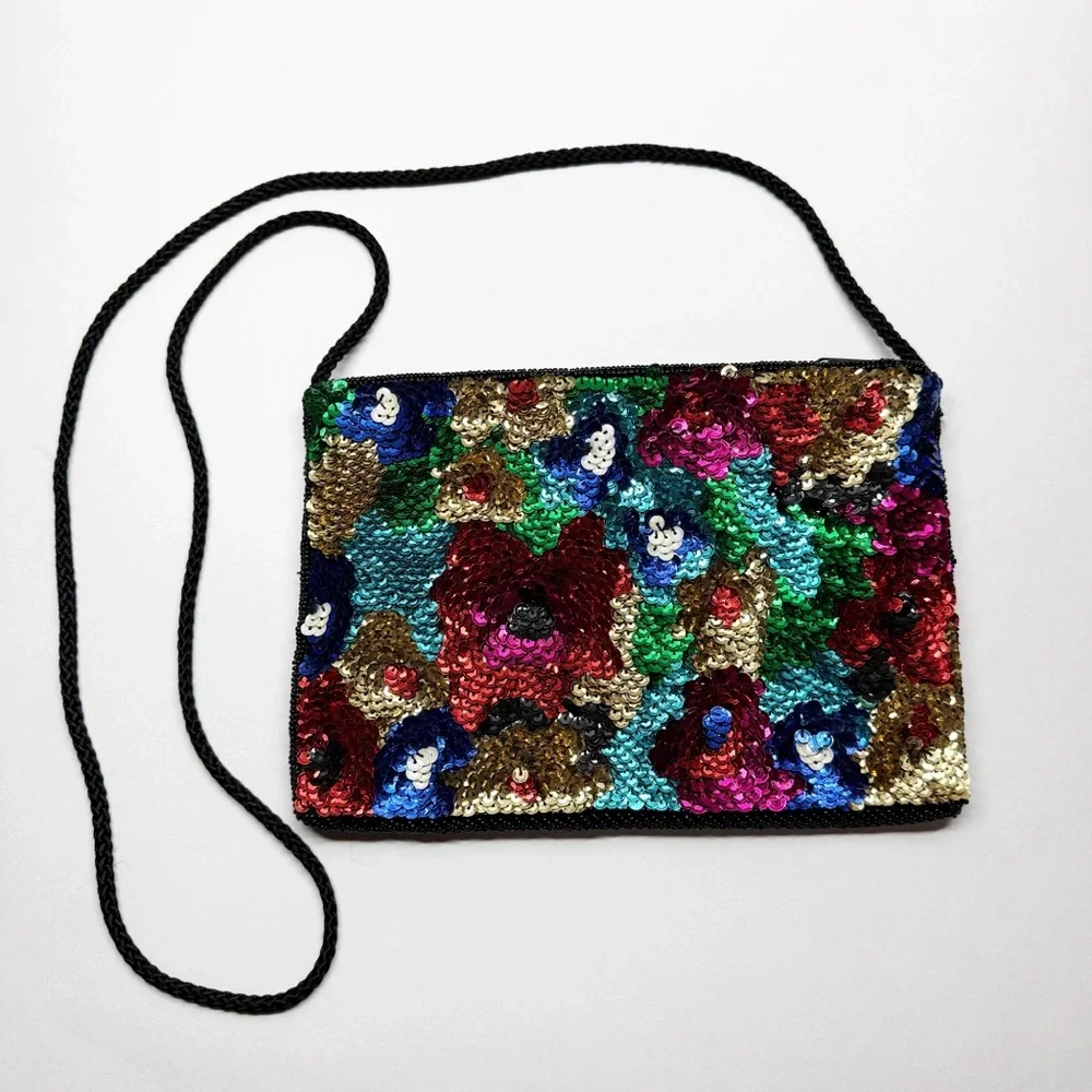 Vintage Carla Marchi Sequin Beaded Crossbody